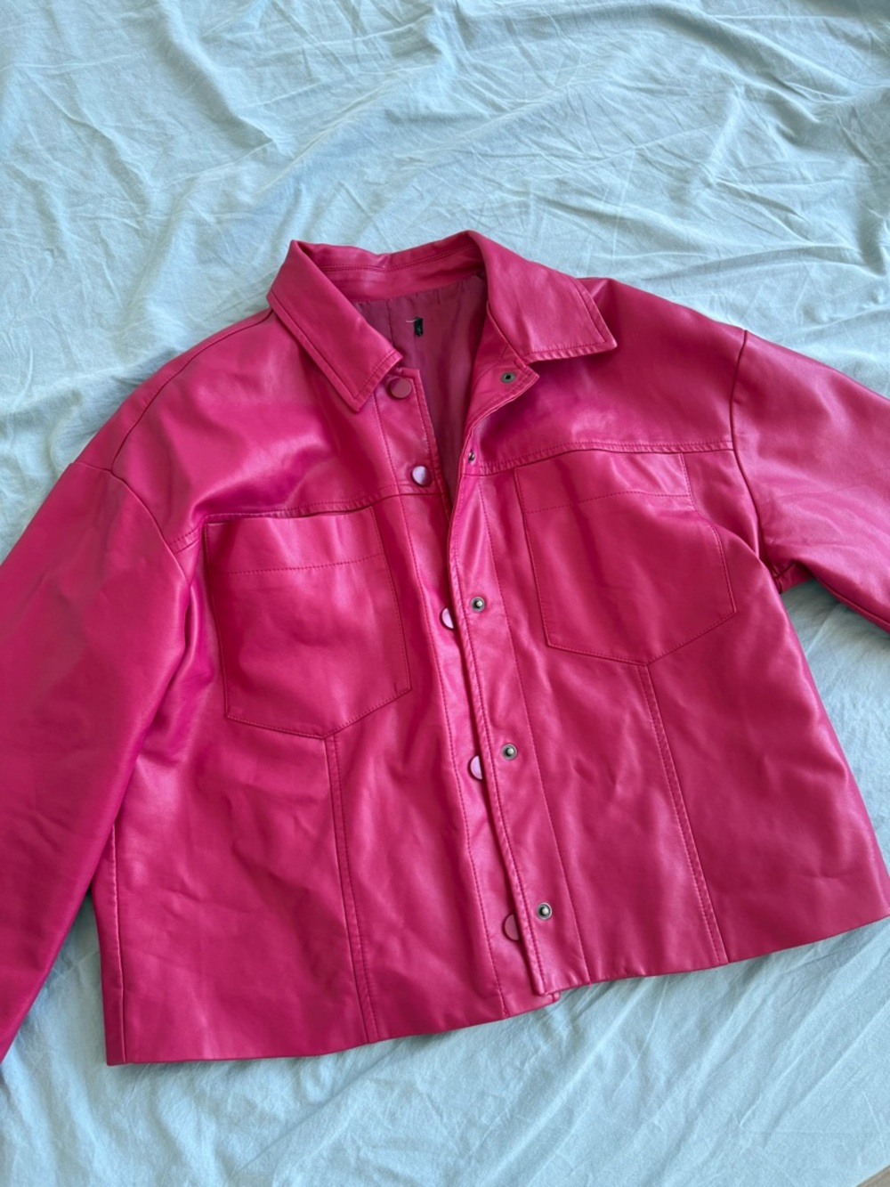 Women's Hot Pink faux Leather Jacket size M